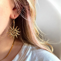 Stainless Steel Swirl Sun Spiral Earrings Large Celestial Earrings Solar Boho Unique Earrings for Women