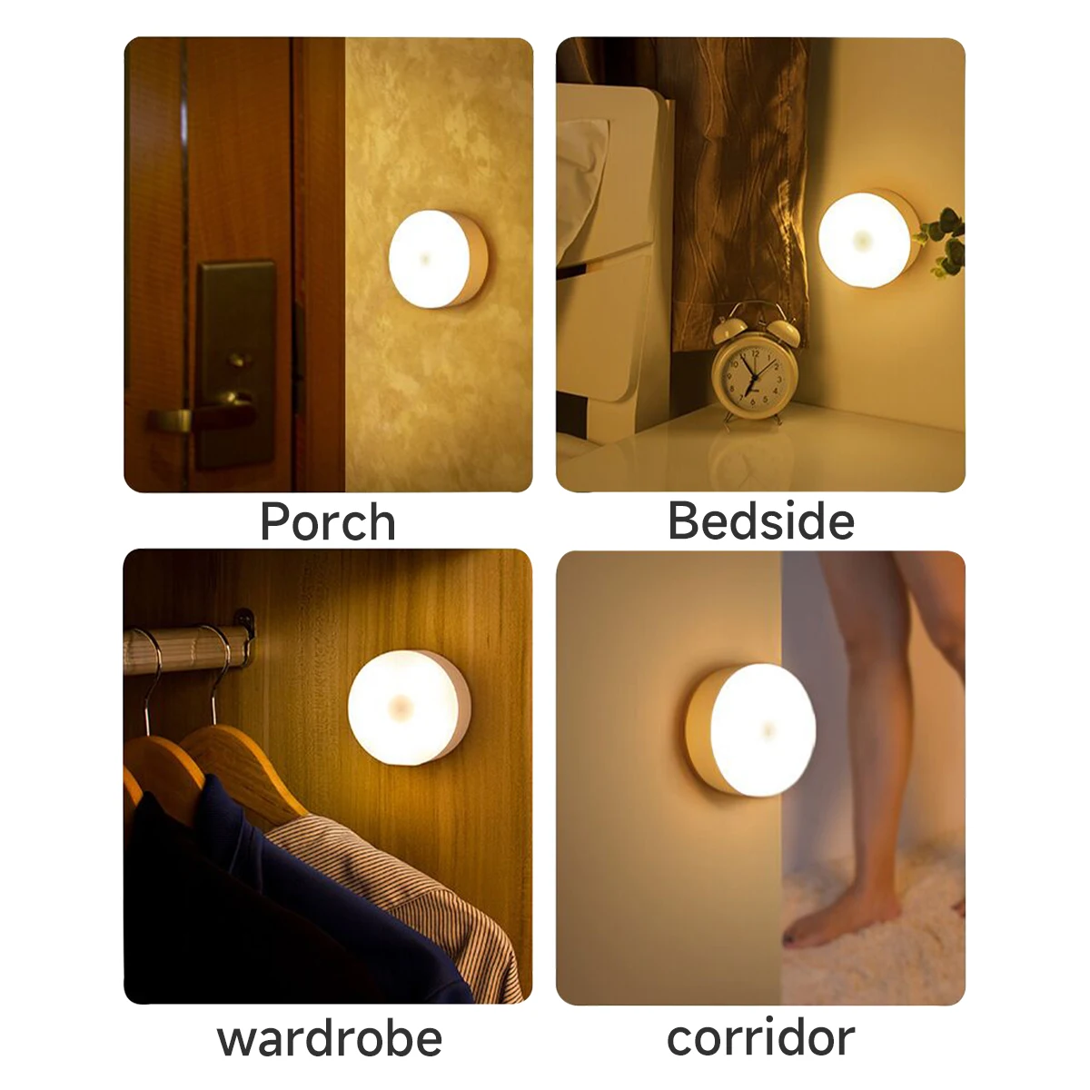 Motion Sensor LED Light USB Nightlights Chargeable Lamp for Kitchen Bedroom Stairs Hallway Cabinet Closet Wardrobe Night Lights