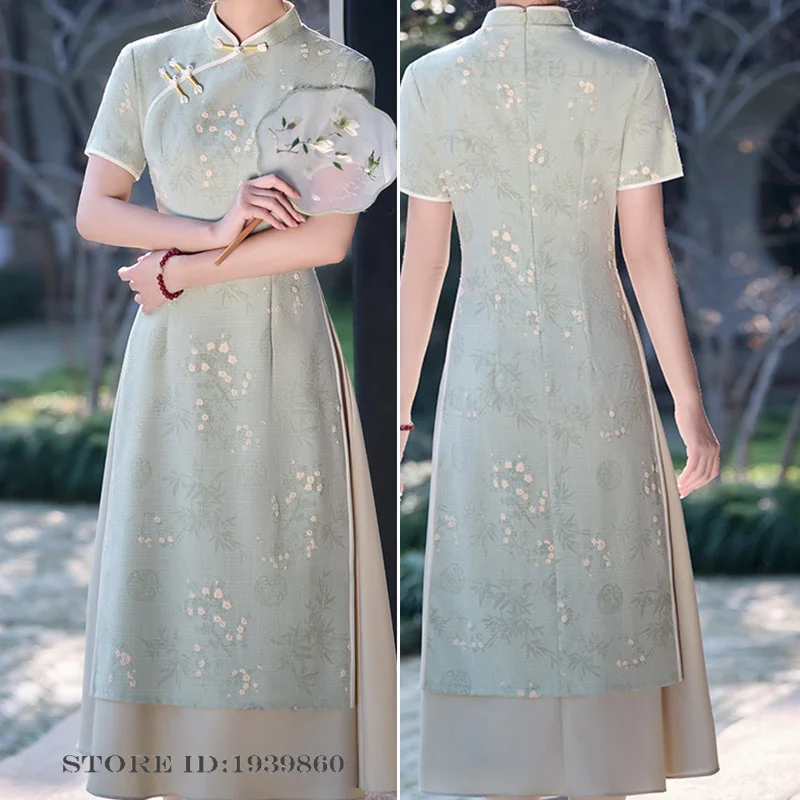 

Plus Size Jacquard Female Cheongsam Improved Aodai Qipao Chinese Dress New Chinese Style Cheongsam Cosplay Costume Sexy Vestidos
