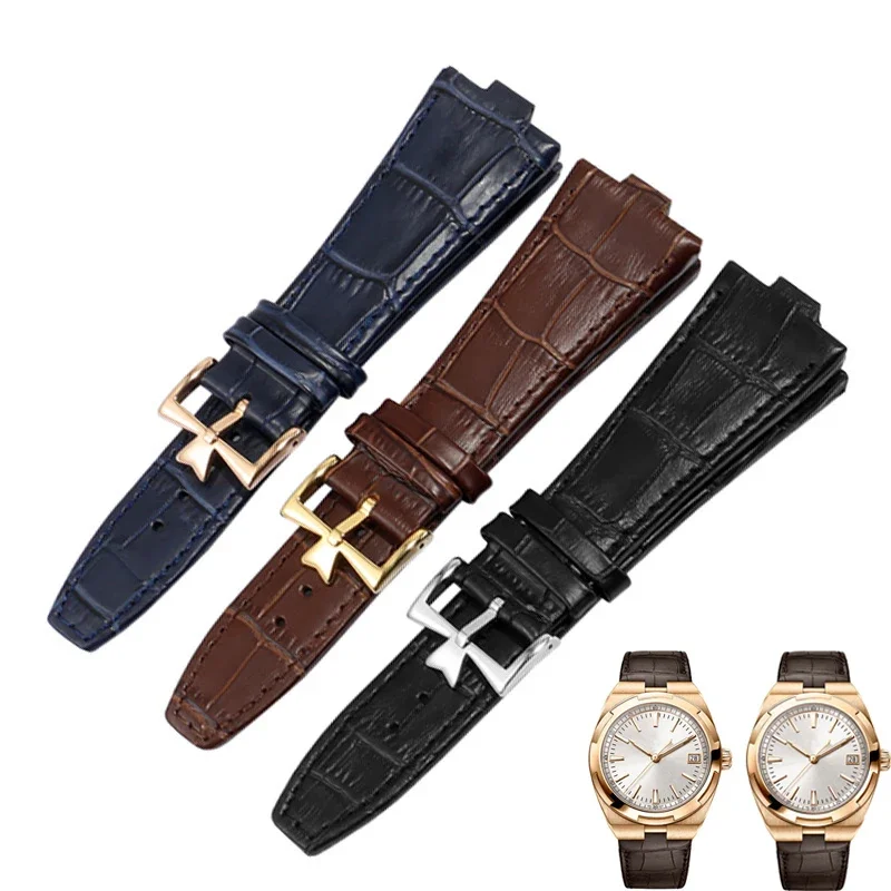 

25-8mm Genuine Leather Watchband For Vacheron Constantin OVERSEAS Series 4500V 5500V P47040 Buckle Men Watch Strap