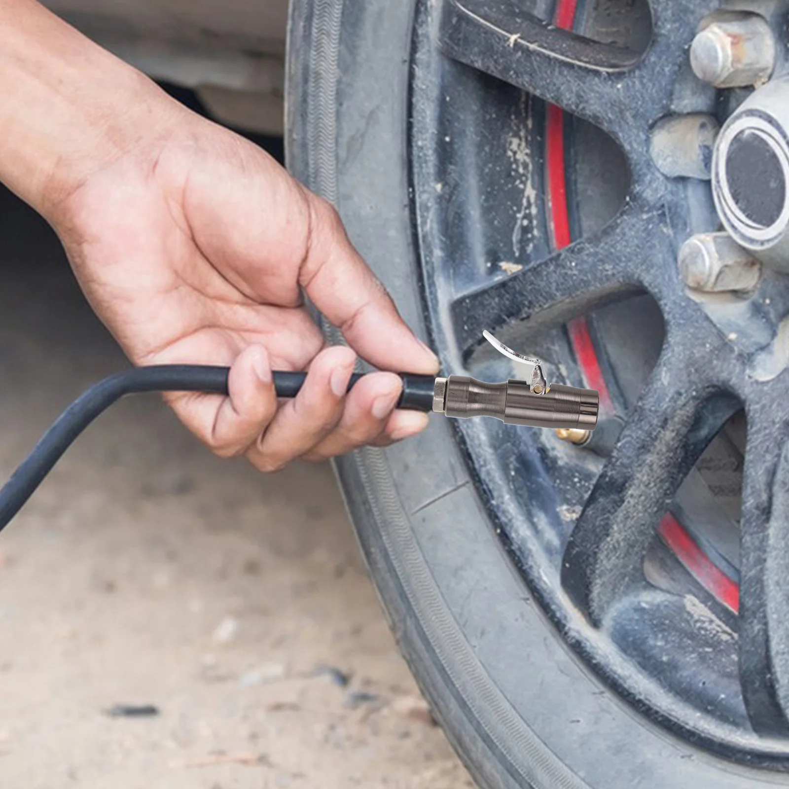 

1 Set Self Locking Tire Inflator Nozzle Heavy Duty Air Chuck For Car Motorcycle Bicycle Tire Pressure Gauge Iron Copper Core