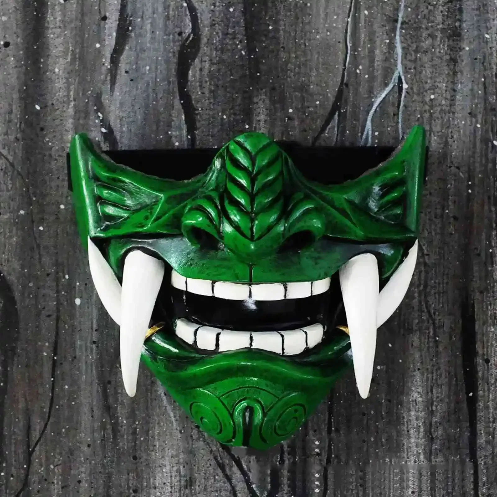 

Adult Unisex Latex Japanese Prajna Hannya Noh Kabuki Demon Samurai Half Face Mask Halloween masquerade mask cosplay