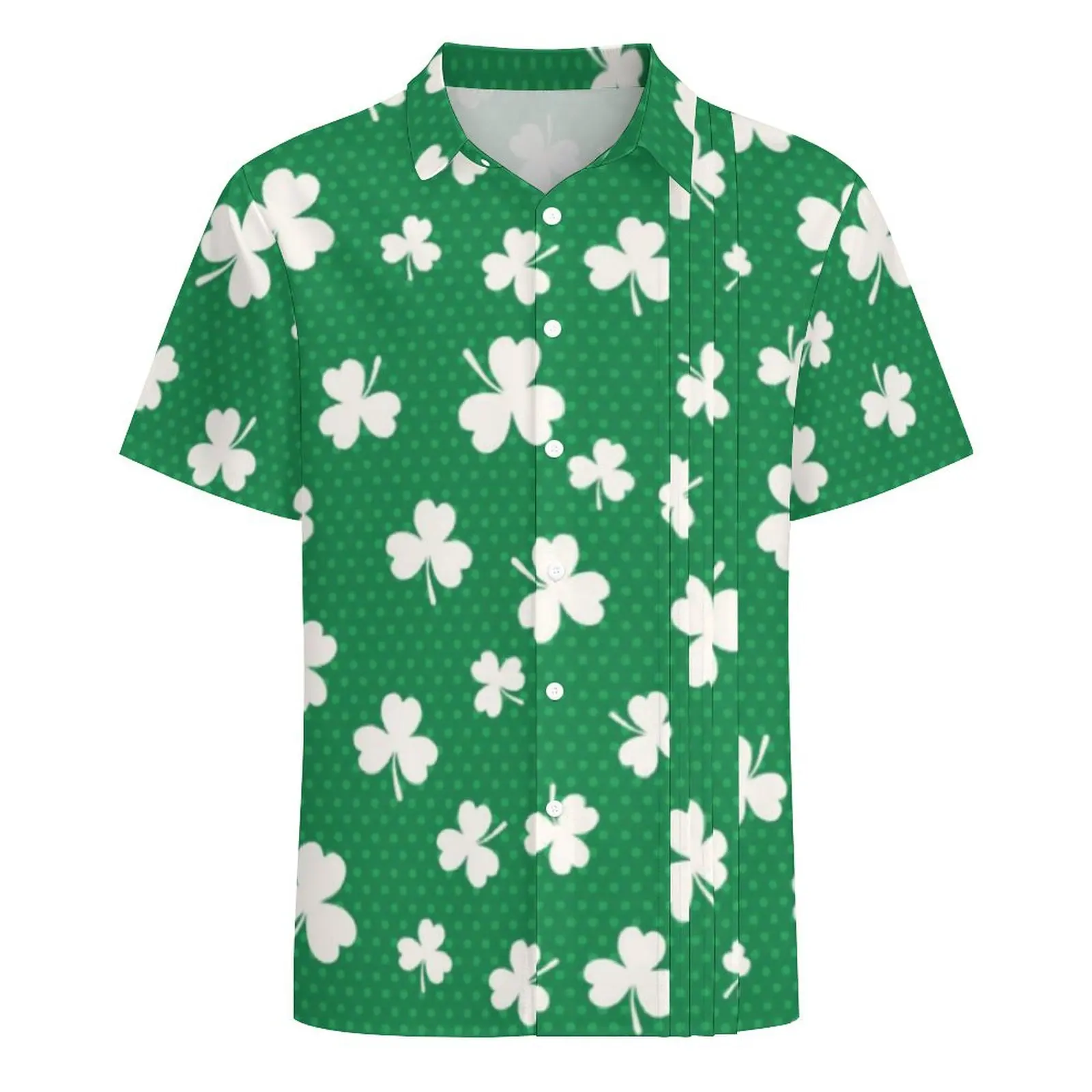 เสื้อลำลองฮาวายสำหรับวัน shamrock เสื้อพิมพ์ลายชุดลำลองแขนสั้น