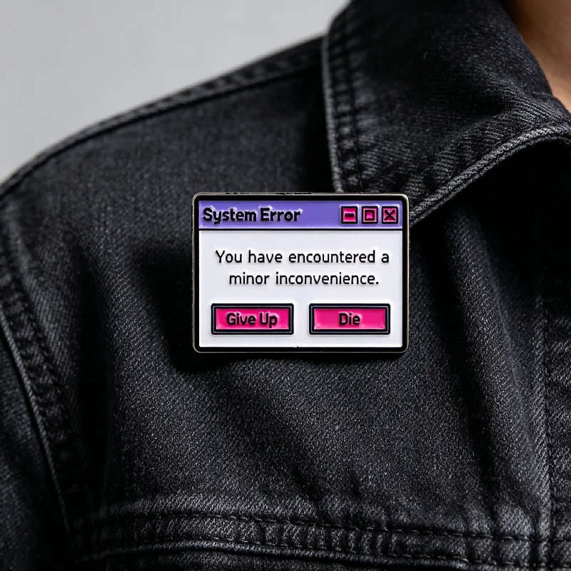 Novelty Retro Computer Error Window Lapel Brooch Funny Geek Meme Badge Fashion Accessory Bag Jacket Pen Box Birthday Holiday Gif