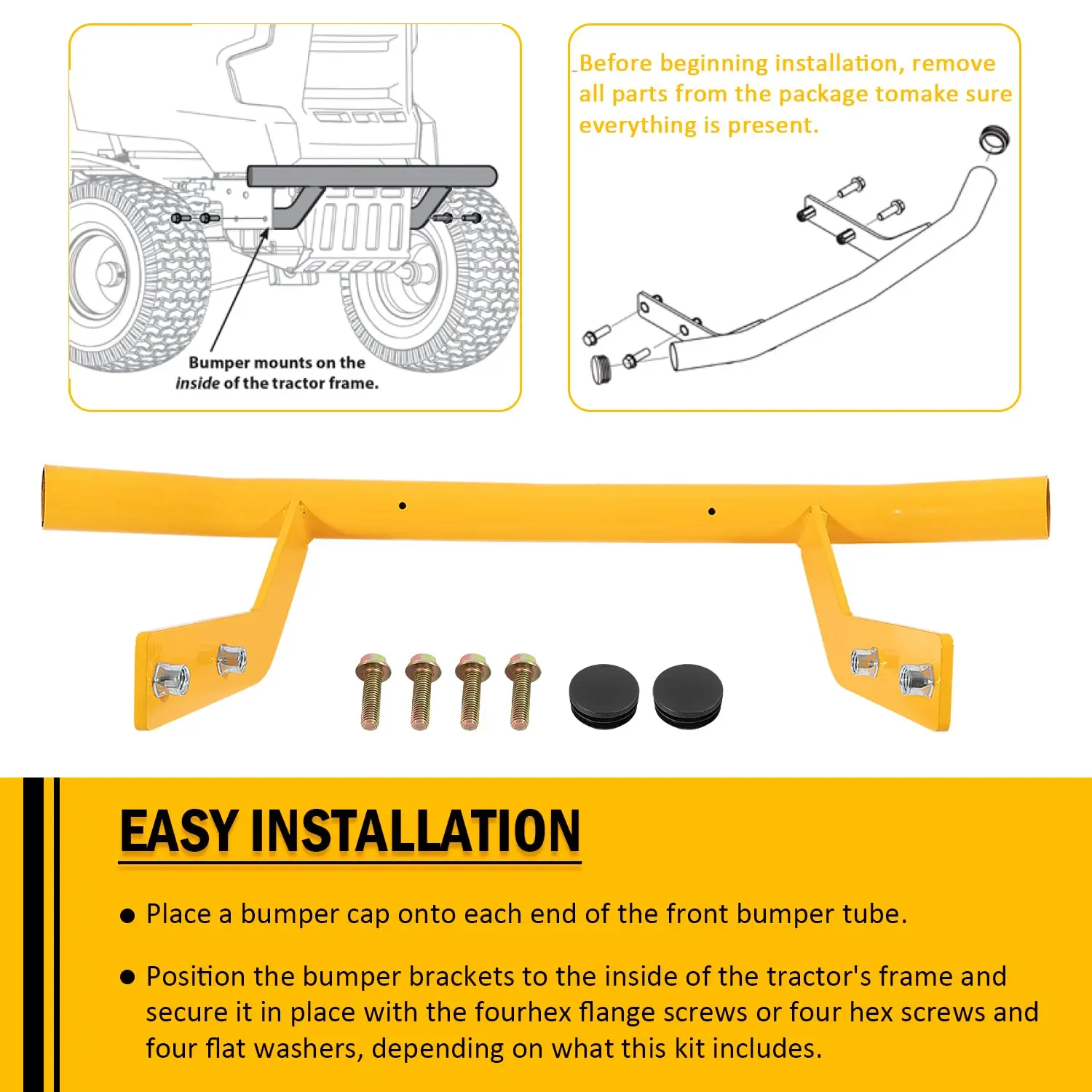 ANX Gelbes Frontstoßstangen-Kit passend für CUB Cadet GT XT1 XT2 50 GX54 ST54 LX54 LX50 (19A30020100) – Detail 4
