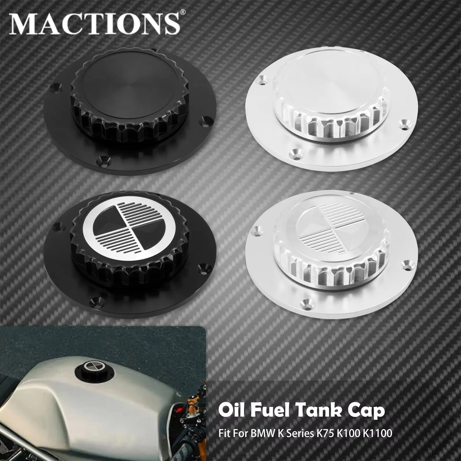 

Motorcycle Fuel Tank Cap CNC Oil Cap Fuel Petrol Black Chrome Gas Tank Cover For BMW K Series K75 K100 K1100 Protector Cover