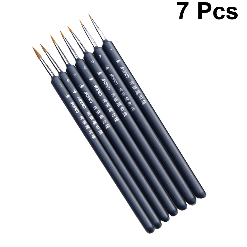 

7pcs Fine Detailing Paint Brushes for Watercolor Acrylic Oil Painting Long Handle Bamboo Bristle Durable Supplies