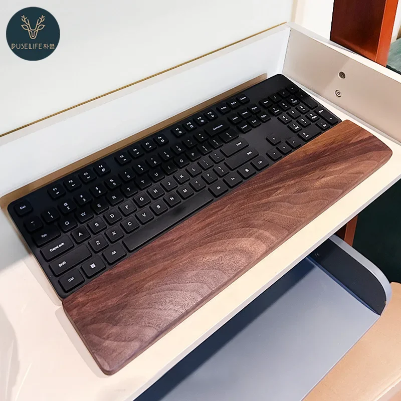 

Walnut Solid Wood Hand Support Office Desktop Supporting Palm Wrist Protection Keyboard Tray Bevel Angle Non Slip Mat