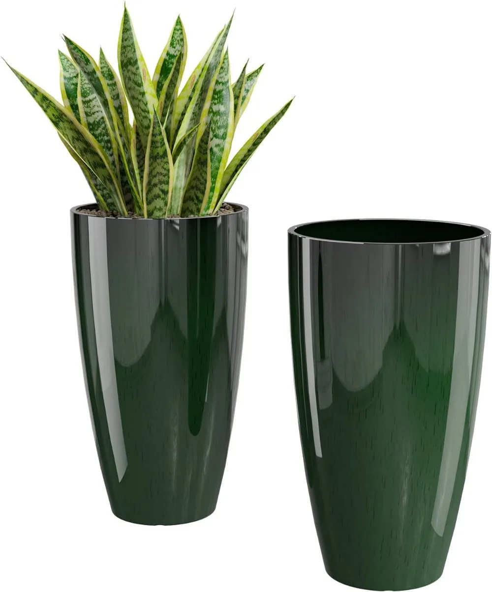 

21 Inch Tall Planters for Outdoor Plants Set of 2,for Front Porch Large Pots for Plants Outdoor Indoor Green Planters