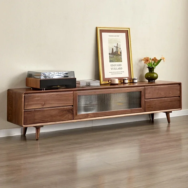 North American black walnut TV cabinet Modern simple audio-visual cabinet Living room floor cabinet
