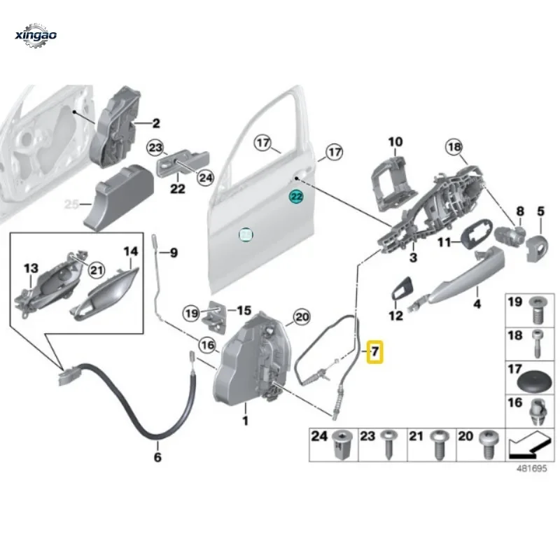 Exterior Door Handle Cable OEM 51217242575  for BMW F20 F32 F82