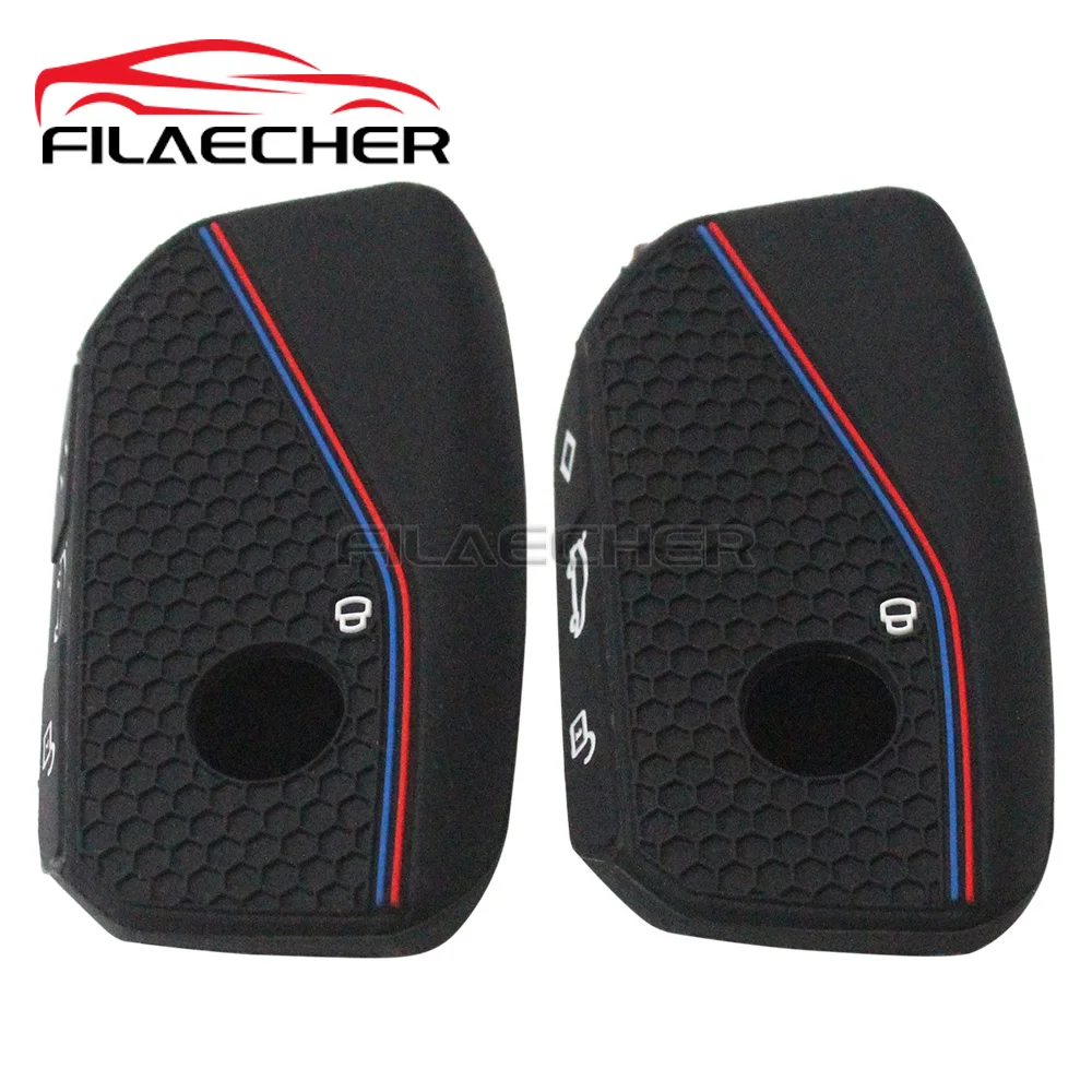 

2Pcs Key Fob Cover for BMW 2023 - 2025 7 Series IX I5 M60 X5 X7 X6 IX I7 Car Soft Silicone Key Protector with Rings 3 Button