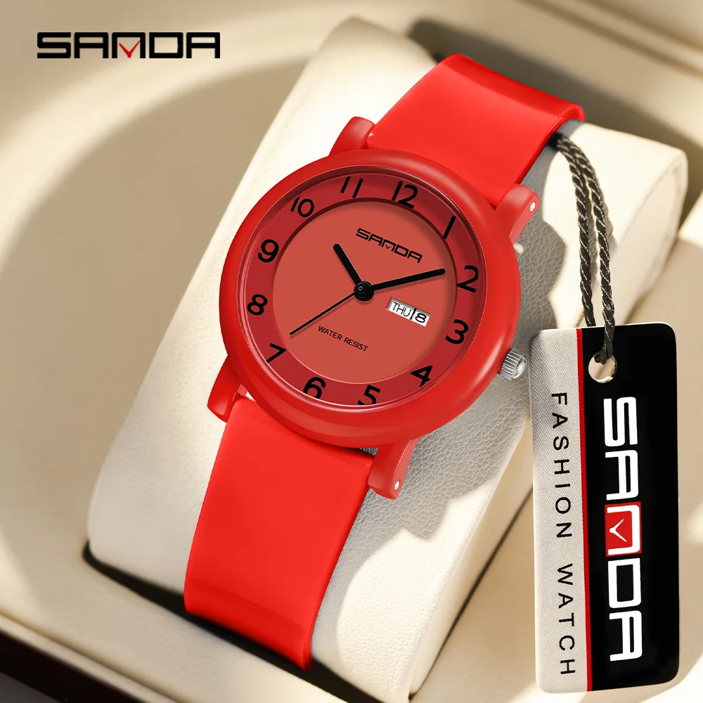 SANDA 3255 Waterproof Quartz Watch For Children And Students Dual Calendar Display Simple And Stylish Student Watch 2026