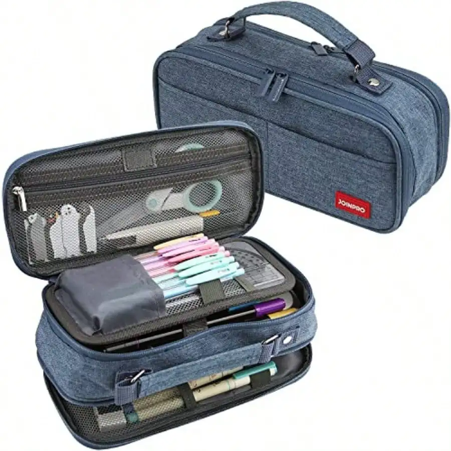 

Large Capacity Pencil Case 4 Compartment Pen Pouch Organizer With Double Zipper Storage Bag For School Office Teen Girl Boy Men Women
