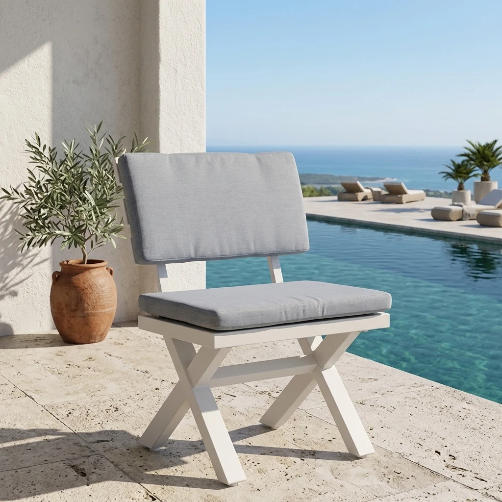 ds- Daphne Modern Luxury Aluminum Dining Chair Armless Design for Outdoor Dining Tables Terrace Courtyard & Villa