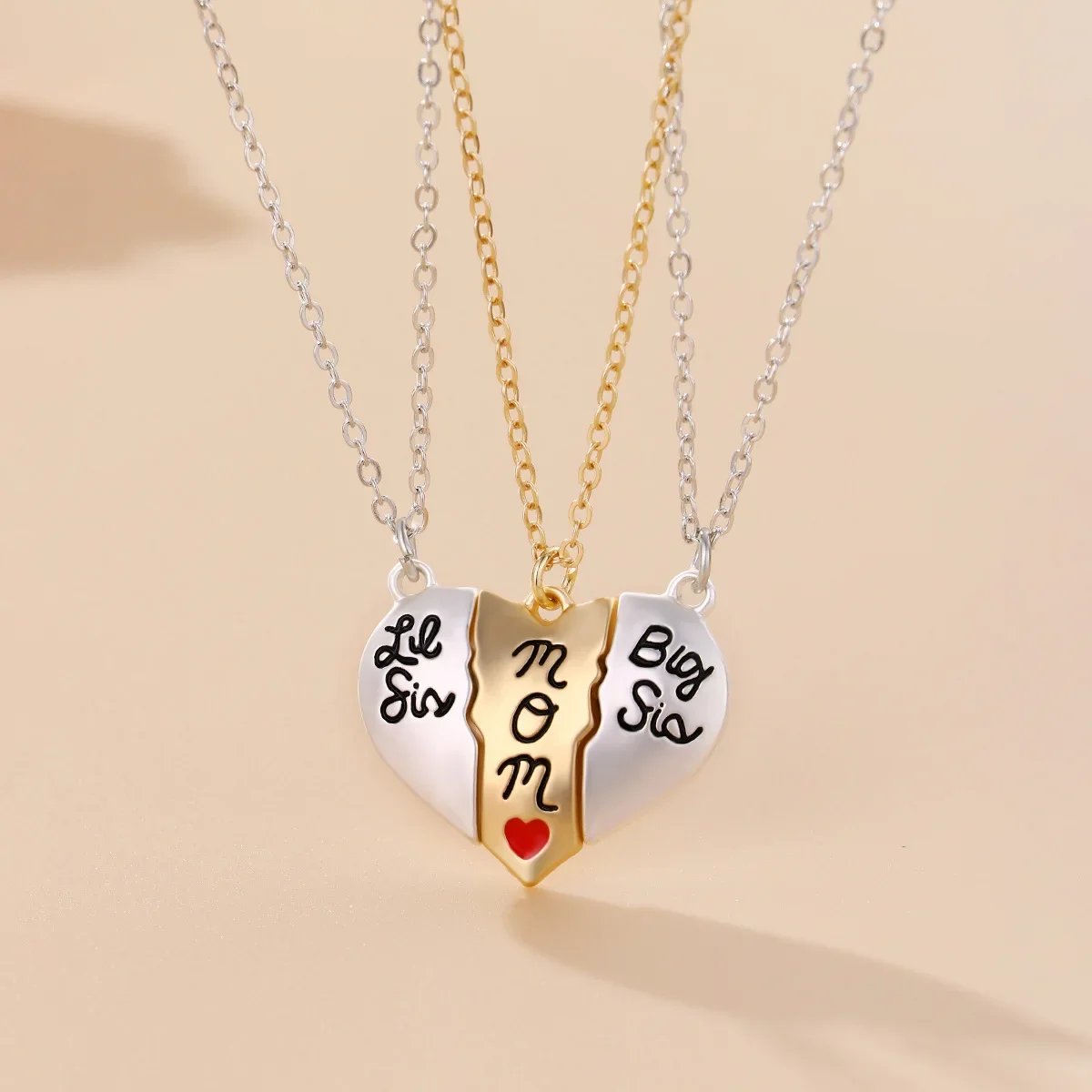 2024 New Mother's Day Parent-Child Necklace Simple Fashion Magnet Stone Love Patchwork Necklace for Mom Gifts Jewelry Hot Sale