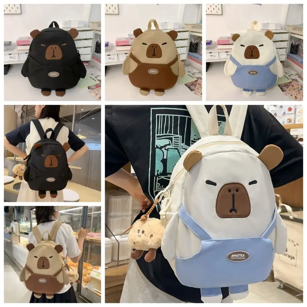 Cartoon Capybara Backpack Large Capacity Storage Bag Children's School Bag Travel Bag Waterproof Cartoon Capybara Backpack