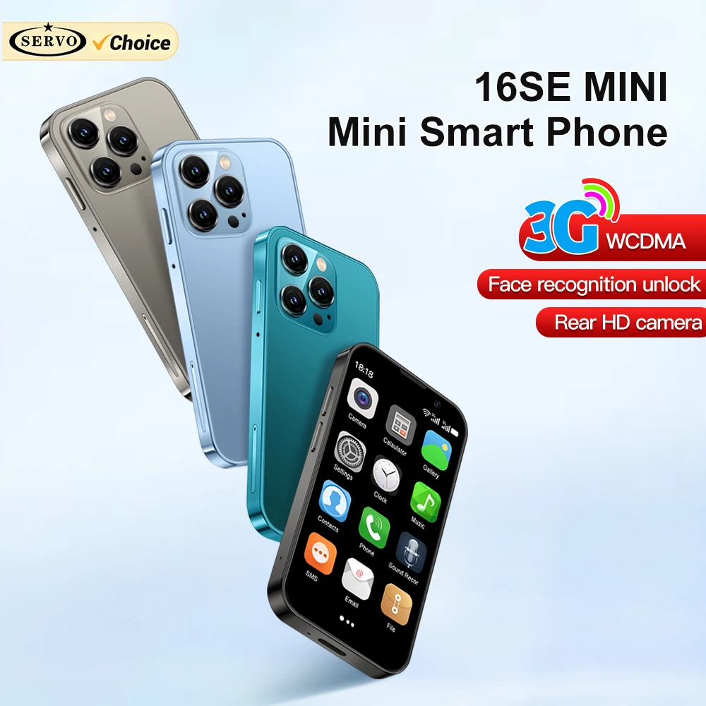 SERVO 16SE Mini 3G WCDMA هاتف ذكي لطيف نظام أندرويد 2 بطاقات SIM واي فاي فتح الوجه 2GB + 16GB 3.0 "عرض الهواتف الذكية الصغيرة