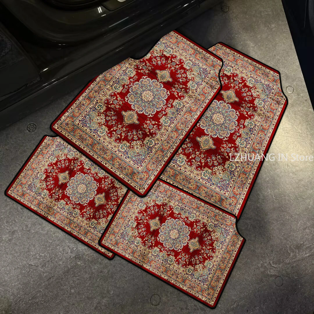 Set of Bohemian American Style Floor Mat Universal Size Car Foot Mat Retro Rugs for Bedroom Home Anti-slip Soft Rug
