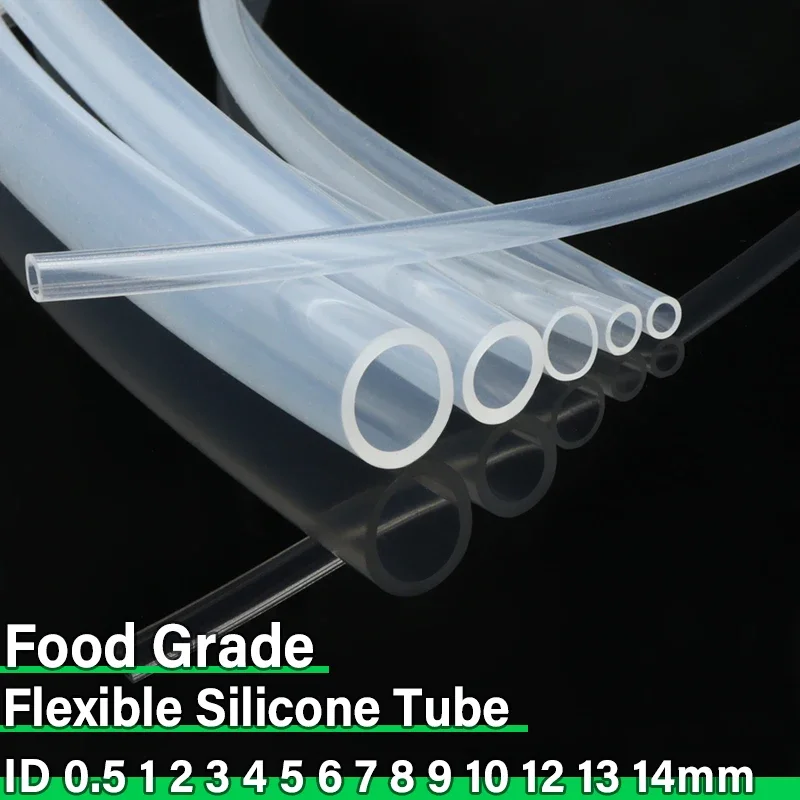 

1/5/10M Food Grade Transparent Silicone Rubber Hose ID 0.5 1 2 3 4 5 6 7 8 9 10 12 13 14mm O.D Flexible Nontoxic Silicone Tube