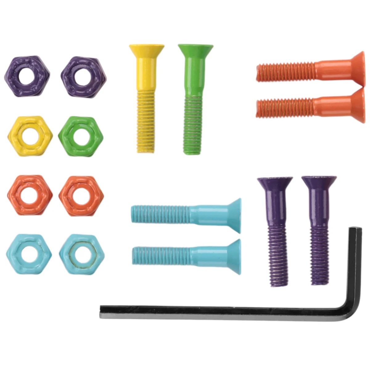 Kit of 9Pcs Colored Mounting Bolts for Skateboard,Skateboard Hardware Screws,25mm Hexagon Hard Skateboard Part