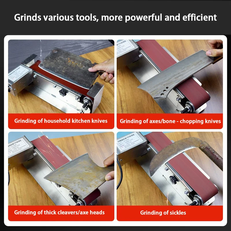 Electric Belt Sander 7 Speed Adjustable Grinder - 110V/220V DIY Belt Sander for Cutlery Knife Band Sharpening Machine Polish Too
