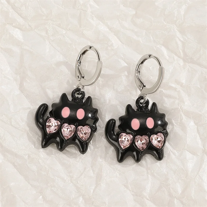 Goth Vintage Cute Bowknot Pink Strawberry Heart Star Pendant Earrings Egirl Gothic 2000s Y2K EMO Rave Jewelry Scene Accessories image 5