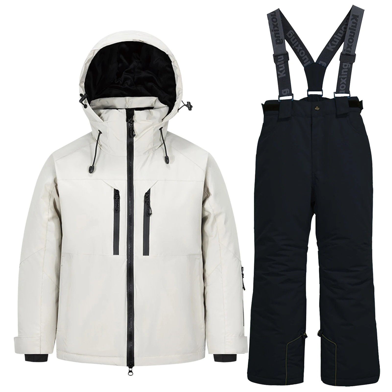 

Boys Skiing Suits,2-Piece Snow Jacket Pants,Windproof Waterproof Children's Skisuits,Hood Warm Fleece Kids Snow Wear for Winter