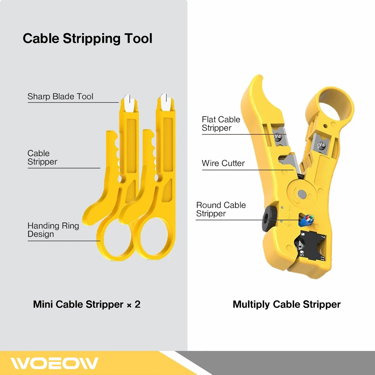 WoeoW Professional Network Tool Kit, 8 in 1 RJ45 Crimp Tool Kit - Pass Through Crimper, RJ45 Tester, Punch Down Tool, Stripper