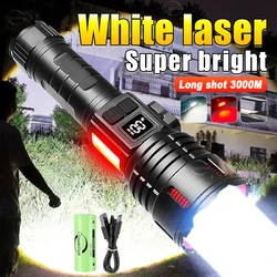 Paweinuo Rechargeable LED Flashlight White Laser 3000M High Power LED Torch Long Shot Super Powerful Flashlight Tactical Lantern