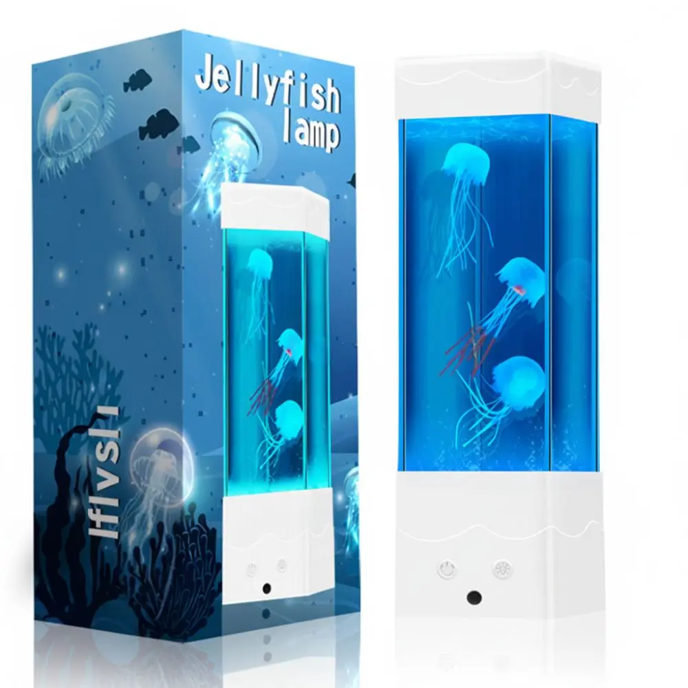 Creative 7 Colors LED Jellyfish Lamp Color-Changing USB Charging Night Light Desktop Decor Mood Lighting Desktop Light Gift