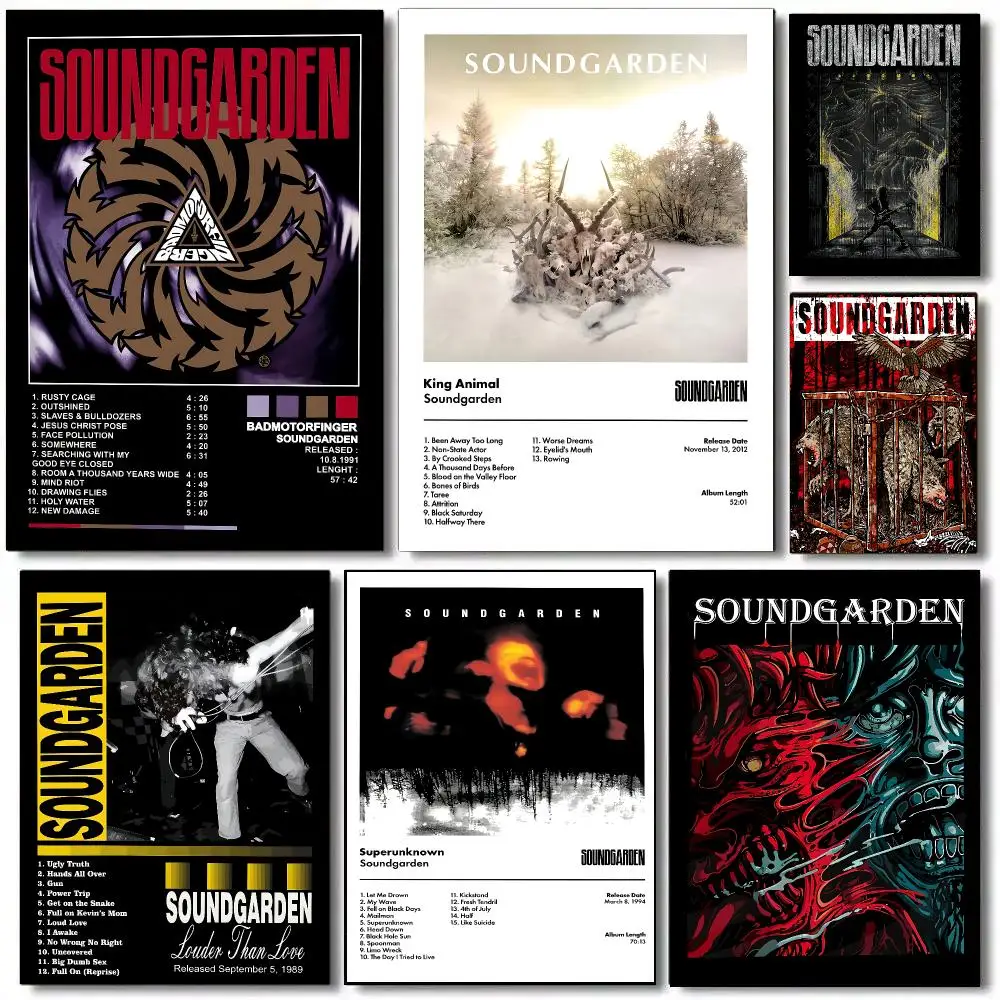 Pop Band S-Soundgarden Rock Poster Self Adhesive Wall Art Decor for Bedroom Living Room Office Home Decor Gift