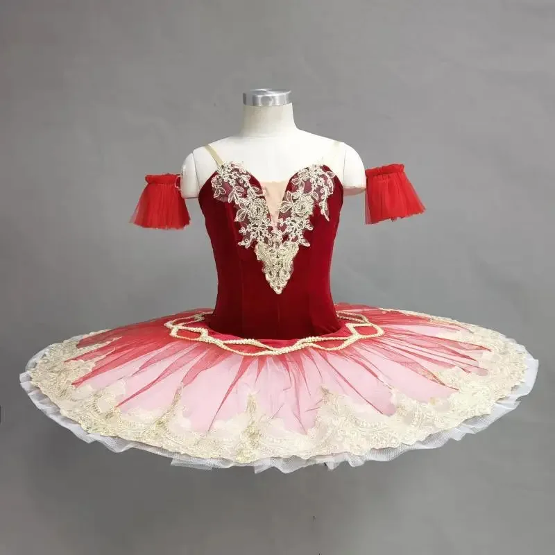 

2025 11 Adult Kids Red Professional Dress Classic Ballerina Ballet Dance Costume Pancake Platter Tutu Women Girl Par