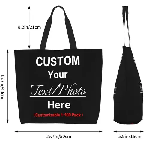 Anpassad personlig tygväska Designa din egen handväska Dam Casual Axelväska Stora shoppingväskor för arbete Resor Strand 10 best sales specialdesignad strandväska - №8