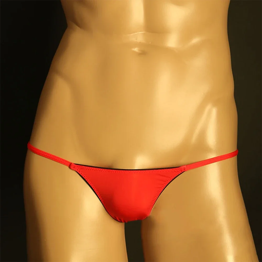 Slip perizoma da uomo Jock Strap intimo Trendy pantaloncini a vita bassa da uomo con perizoma in seta di ghiaccio slip giallo/rosso