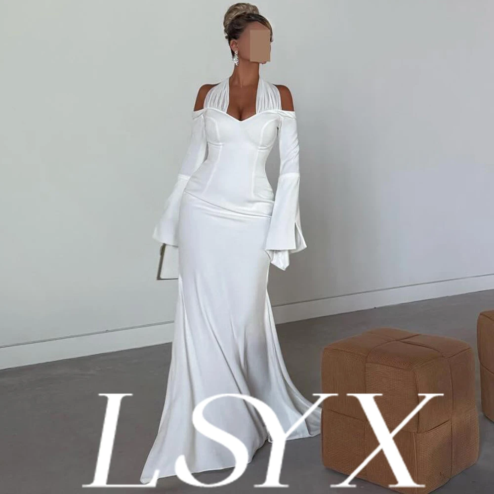LSYX – Corset sans bretelles personnalisé, corsage en Satin, jupe en Tulle à volants, dos ouvert, à lacets, longue traîne, élégant et luxueux
