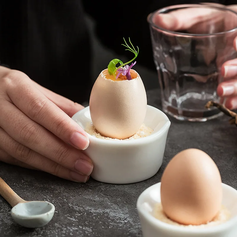 Korean Ceramic Egg Holder High-end Hotel Tableware Tooth-shaped Tray Breakfast Dish108
