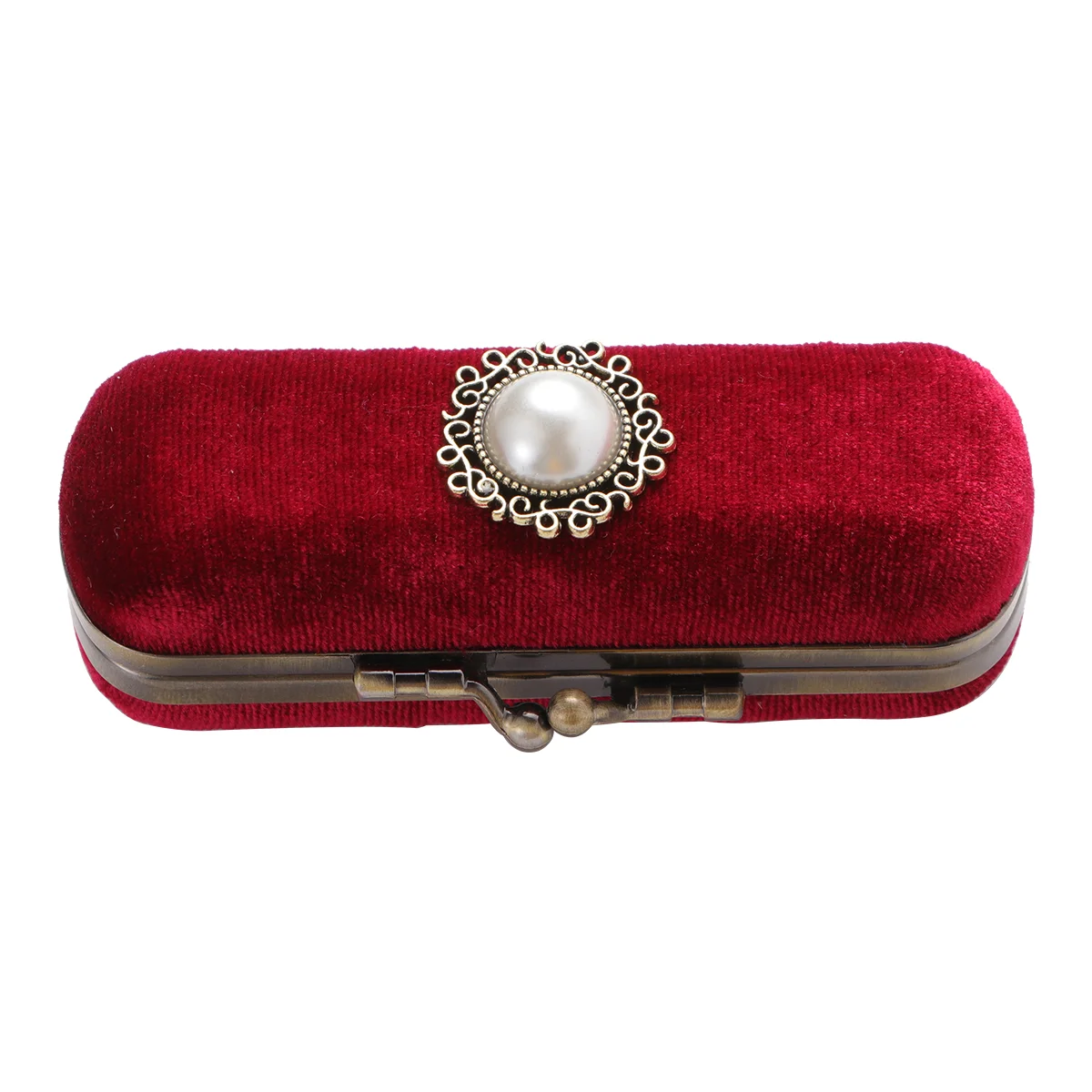 Retro Lipstick Box Organizer Bag Durable Storage Case With Mirror (Red, Random Inner Color)