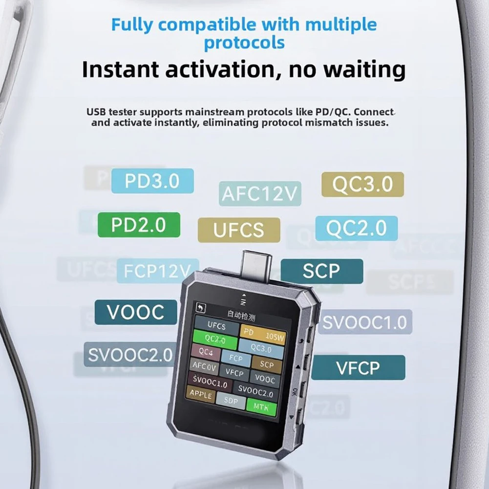 240W USB Power Meter for PD 3.1 Protocol Analysis Voltage Current Power Efficiency and Cable Resistance Testing