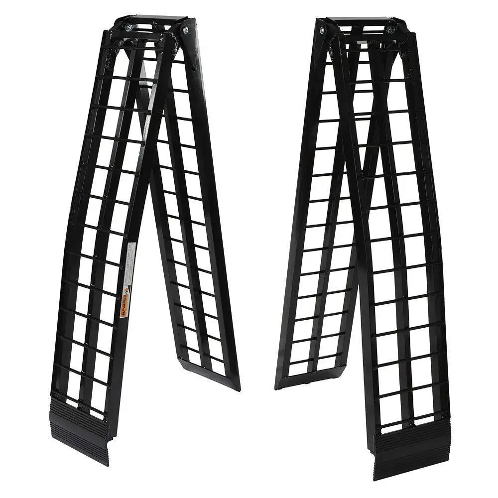 

9ft Aluminum Folding Loading Ramp Pair - Durable Black Trailer Ramps, 1200 lbs Capacity