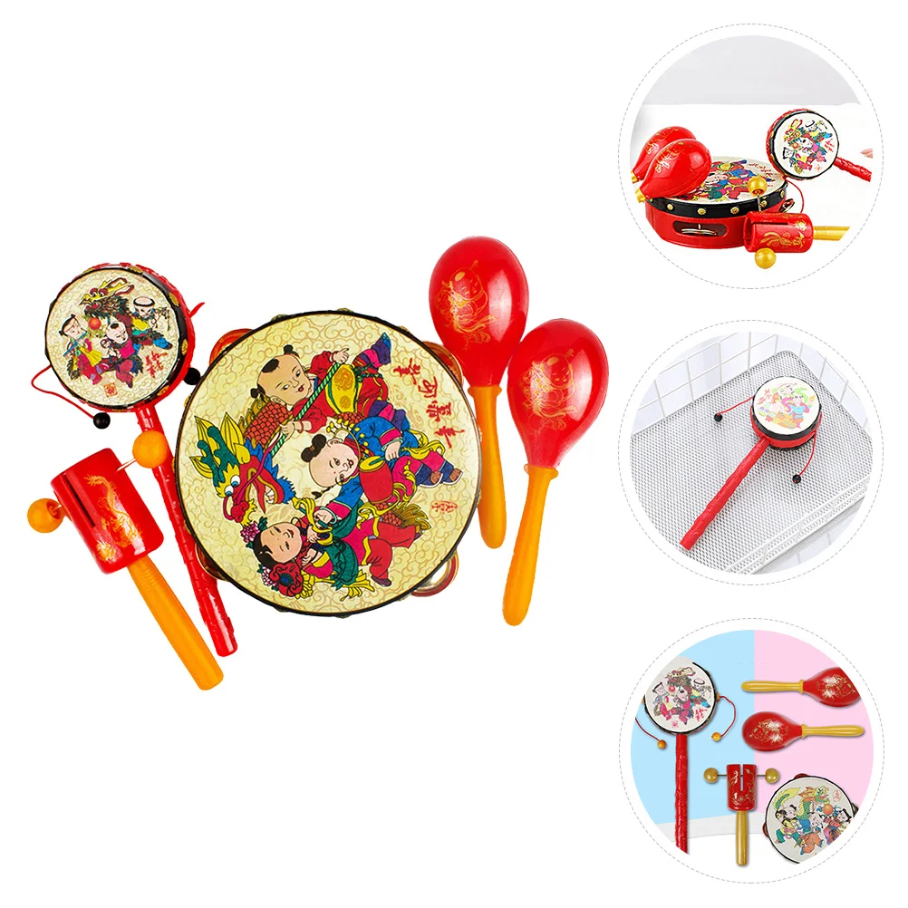 5 stuks Baby Shaker Rammelaar Drums Vroege Educatieve Diverse Kleur Handheld Drum Geluid Baby Coördinatie Speelbal