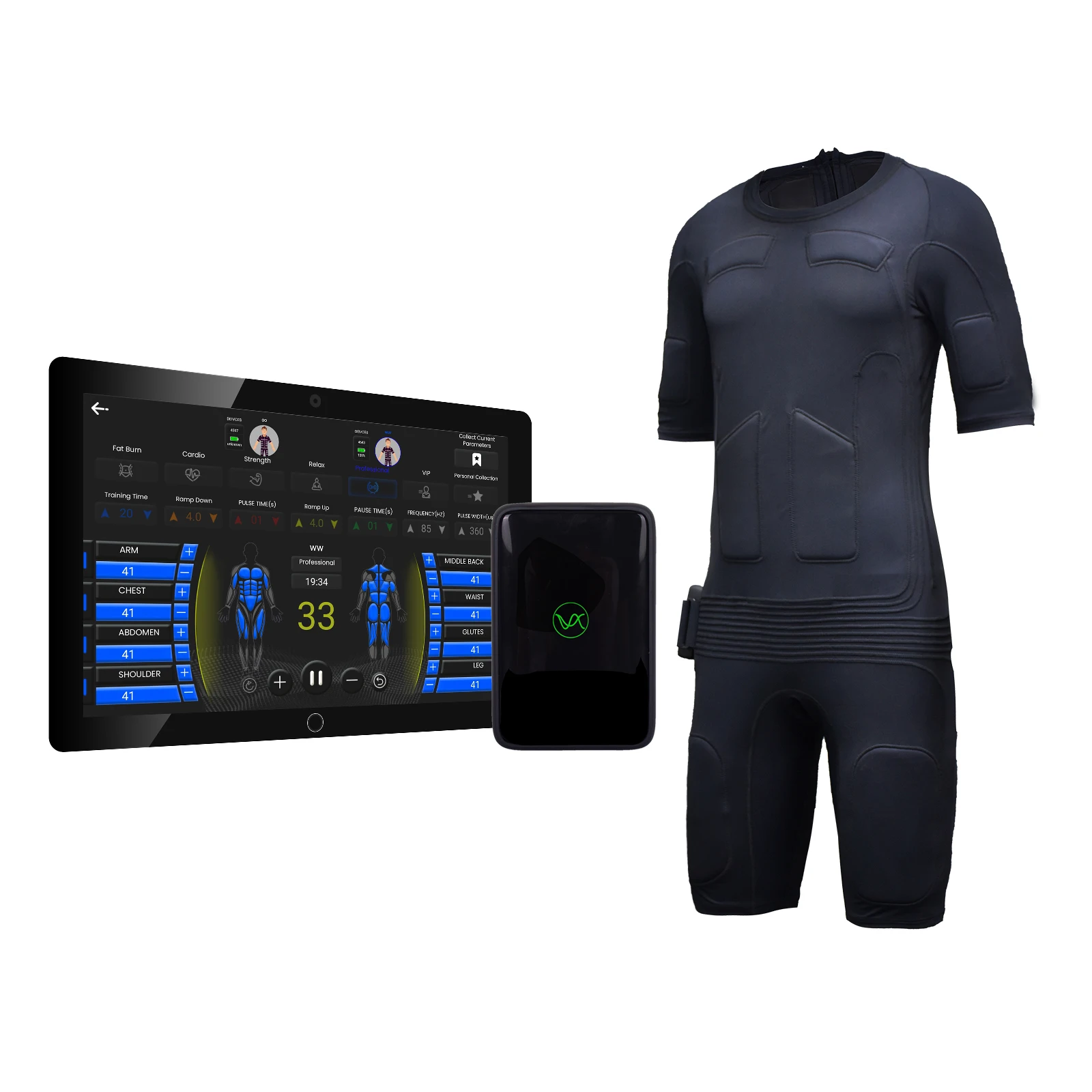 Wireless EMS Dry Portable Set Full Body Muscle Stimulator Fitness Clothing