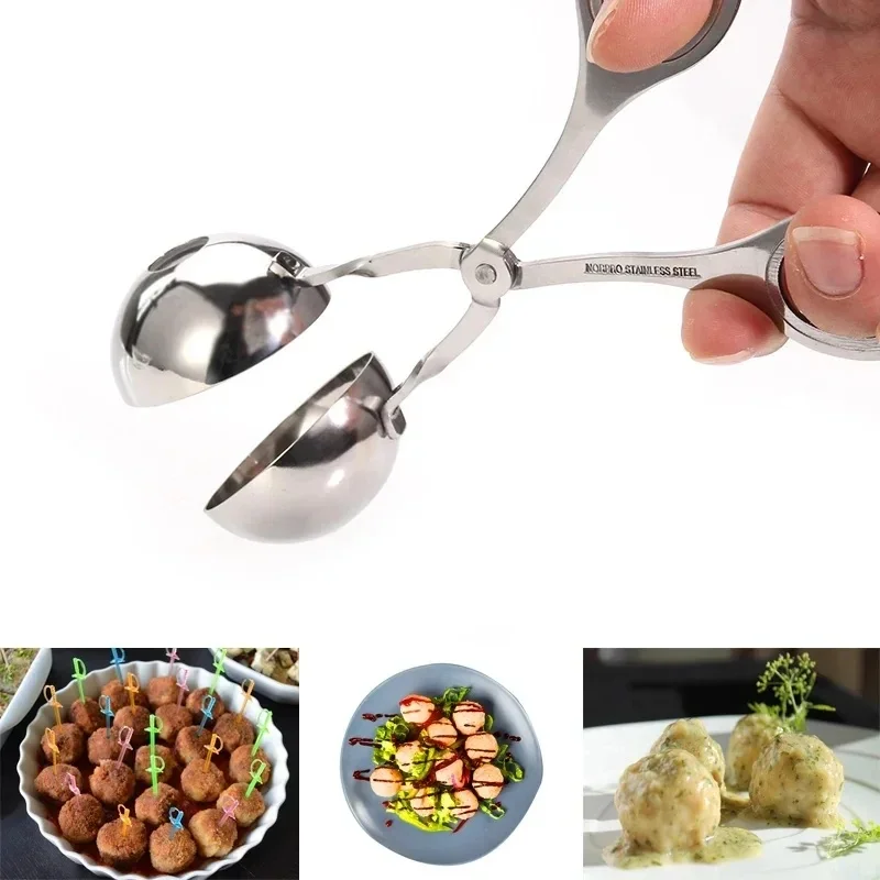 1/2/3/4/5pcs Stainless Steel Meat Ballers Meat Baller Tongs Cake Pop Meatball Maker Ice Tongs Cookie Dough Scoop for Kitchen