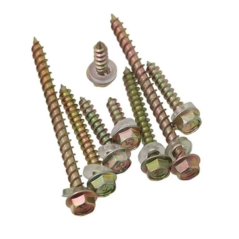 M4.2 M5.2 Wit Zink/Kleur Zink Hex Ring Hoofd Zelfborende Schroeven Zelftappende Plaatwerk Tek Schroeven