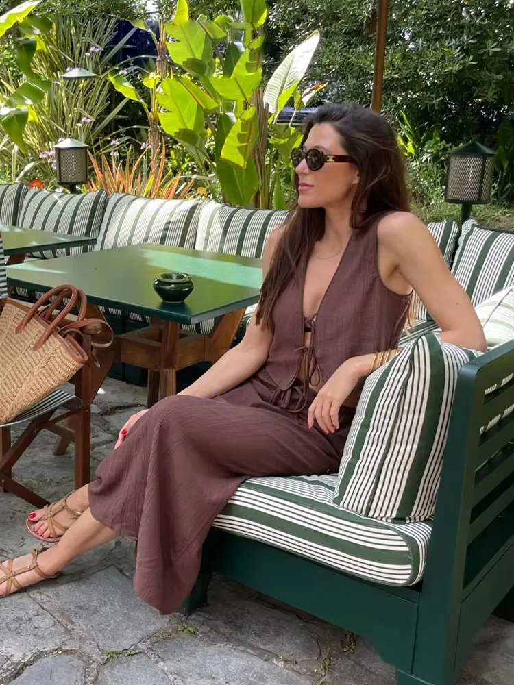 2024 الصيف النساء التنانير مجموعة أكمام الخامس الرقبة الدانتيل يصل سترة ضئيلة مطوي تنورة طويلة فضفاضة غير رسمية أنيقة عطلة الشاطئ