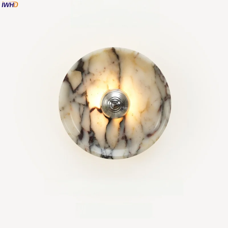 

IWHD Circular Marble LED Wall Lights Decoration Living Room kitchen Aisle Loft Modern Minimalism Bedroom Lamps Lampara Da Parete