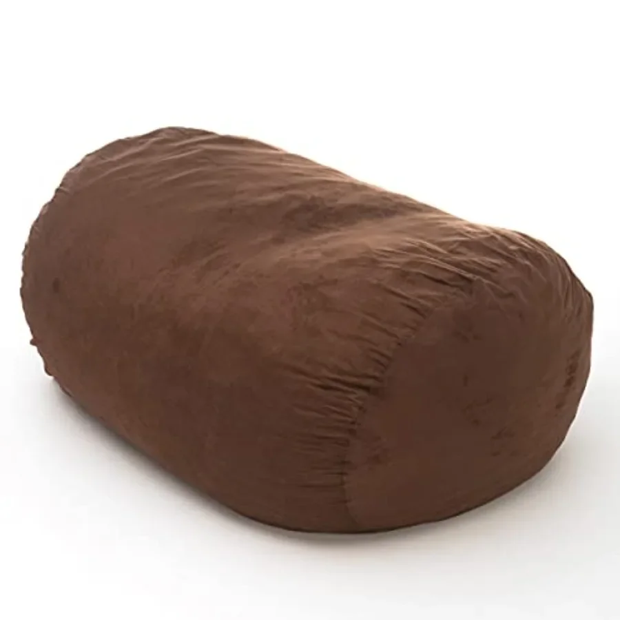 Living room bean bag chair in brown faux suede microfiber for comfort and durability