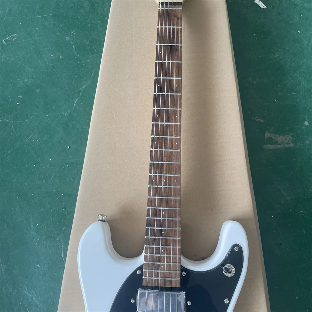 In stock Ventures Johnny Ramone Mosrite Mark II White Electric Guitar Tune-A-Matic & Stop Tailpiece, Mini Humbucker Neck Pickup