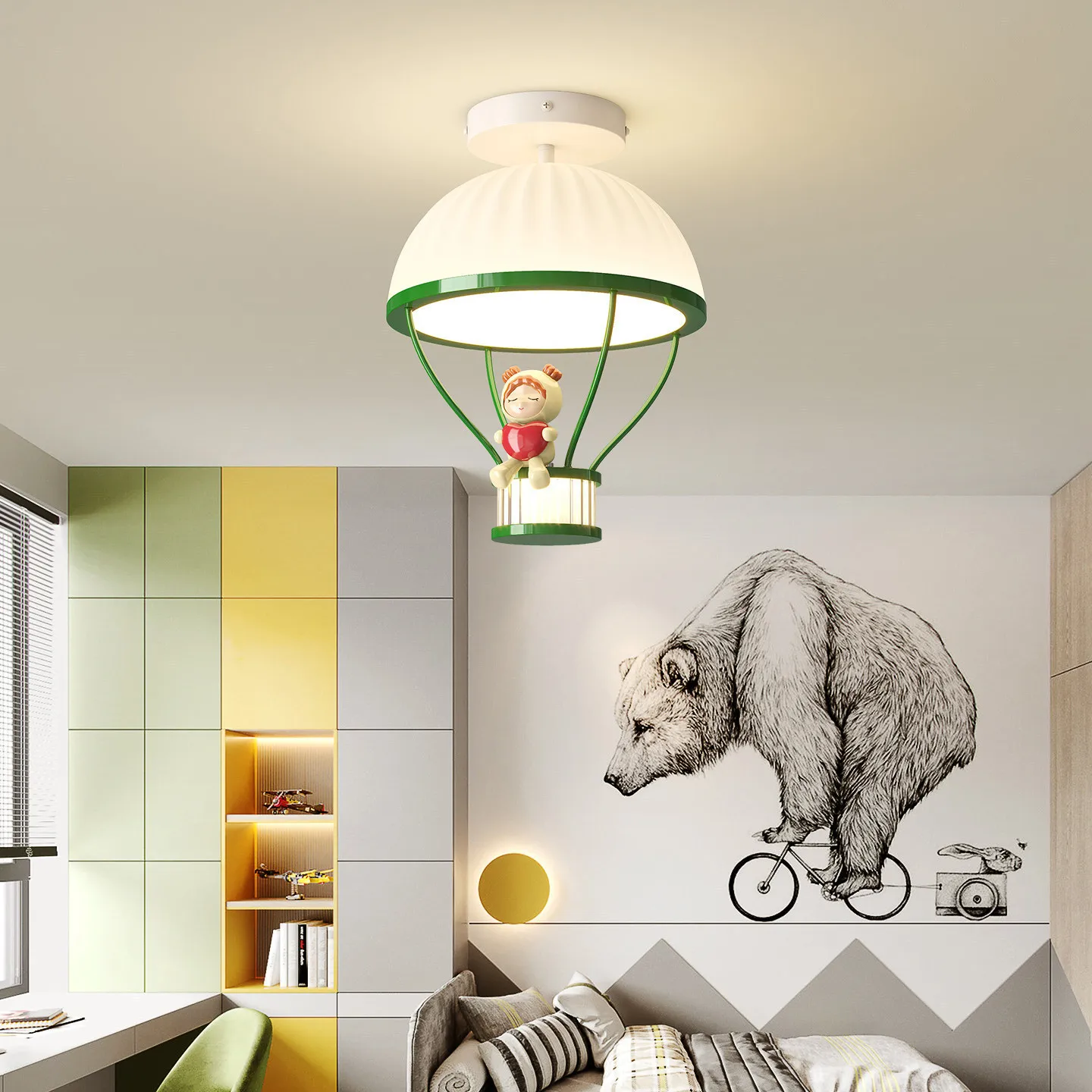 Cream wind children's room bedroom light modern minimalist creative cartoon hot air balloon full