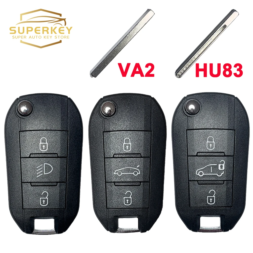 

SUPERKEY Флип дистанционный Автомобильный ключ оболочка для Peugeot 308 4008 RCZ 508 2014 2017 для Citroen Aircross C3 C4 C5 C6 HU83 VA2